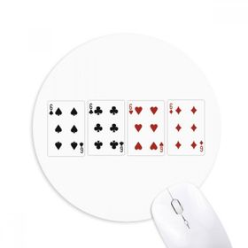 Dıythinker 6 Kalp Kürek Elmas Kulüp Desenli Baskılı Yuvarlak Kaymaz Kauçuk Mouse Pad