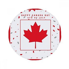 Dıythinker 60x50 cm Çok Renkli Yuvarlak Happy Canada Day 4 Temmuz Akçaağaç Yaprağı Kaymaz Zemin Evcil Hayvan Matı