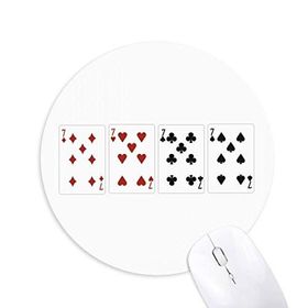 Dıythinker 7 Kalp Kürek Elmas Kulüp Desenli Baskılı Yuvarlak Kaymaz Kauçuk Mouse Pad