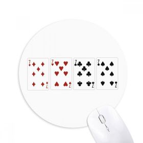 Dıythinker 7 Kalp Kürek Elmas Kulüp Desenli Baskılı Yuvarlak Kaymaz Kauçuk Mouse Pad