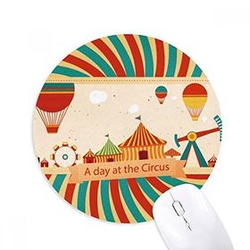 Dıythinker A Day At The Circus Desenli Baskılı Yuvarlak Kaymaz Kauçuk Mouse Pad