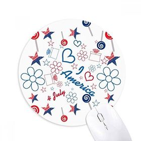 Dıythinker ABD Şeker Çiçek Yıldız Aşk Kalp Kelime Baskılı Yuvarlak Kaymaz Kauçuk Mouse Pad