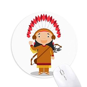Dıythinker Aborjin Tribe ABD Çizgi Film Baskılı Yuvarlak Kaymaz Kauçuk Mouse Pad