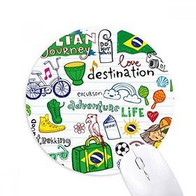 Dıythinker Adventure Life Brezilya Seyahat Brezilya Baskılı Yuvarlak Kaymaz Kauçuk Mouse Pad