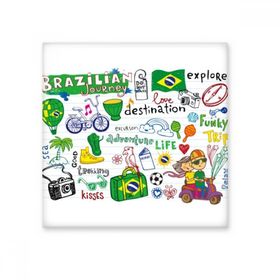 Dıythinker Adventure Life Do Not Disturb Relax Brezilya Yolculuğu Brezilya Kültür Elemanı Dekorasyon 10x10 cm Seramik Karo