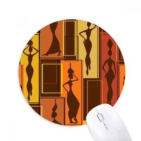 Dıythinker Afrika Aborjin Siyah Kadın Sanat Soyut Baskılı Yuvarlak Kaymaz Kauçuk Mouse Pad