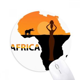 Dıythinker Afrika Haritası Savanna Fil Vahşi Yaşam Baskılı Yuvarlak Kaymaz Kauçuk Mouse Pad