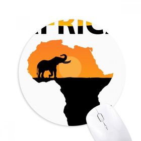 Dıythinker Afrika Haritası Savanna Fil Vahşi Yaşam Baskılı Yuvarlak Kaymaz Kauçuk Mouse Pad