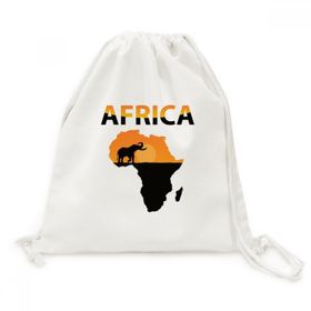 Dıythinker Afrika Haritası Savanna Fil Yaban Hayatı Tuval İpli Sırt Çantası