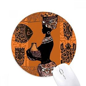 Dıythinker Afrika İlkel Aborijin Siyah Baskılı Yuvarlak Kaymaz Kauçuk Mouse Pad