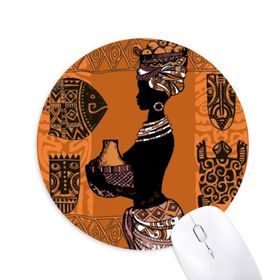 Dıythinker Afrika İlkel Aborijin Siyah Baskılı Yuvarlak Kaymaz Kauçuk Mouse Pad