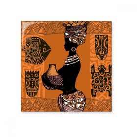 Dıythinker Afrika İlkel Aborjin Siyah Kadın Totemleri Seramik 10x10 cm Seramik Karo