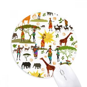 Dıythinker Afrika Savana Siyah Kadın Vahşi Yaşam Hayvanları Baskılı Yuvarlak Kaymaz Kauçuk Mouse Pad