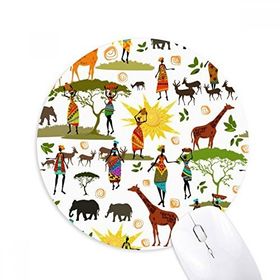 Dıythinker Afrika Savana Siyah Kadın Vahşi Yaşam Hayvanları Baskılı Yuvarlak Kaymaz Kauçuk Mouse Pad