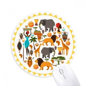 Dıythinker Afrika Vahşi Hayvanlar Vahşi Yaşam Afrika Baskılı Yuvarlak Kaymaz Kauçuk Mouse Pad