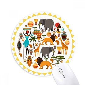 Dıythinker Afrika Vahşi Hayvanlar Vahşi Yaşam Afrika Baskılı Yuvarlak Kaymaz Kauçuk Mouse Pad
