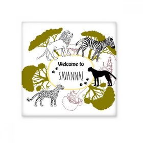 Dıythinker Afrika Welcom to Savanna Zebra Leopar Vahşi Yaşam 20x20 cm Seramik Karo