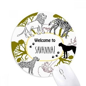Dıythinker Afrika Welcom To Savanna Zebra Leopar Yaban Hayatı Baskılı Yuvarlak Kaymaz Kauçuk Mouse Pad