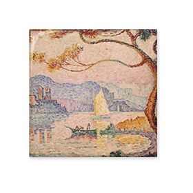 Dıythinker Ağaç Göl Tekne Soyut Yağ Baskı Okulları Boyama 15x15 cm Seramik Karo