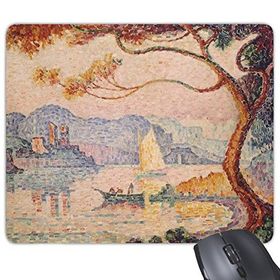 Dıythinker Ağaç Göl Tekne Soyut Yağlı Okullar Baskı Dikdörtgen Kaymaz Kauçuk Mouse Pad