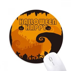 Dıythinker Ağaç Mutlu Hayalet Korku Cadılar Bayramı Baskılı Yuvarlak Kaymaz Kauçuk Mouse Pad