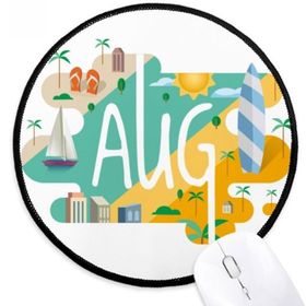 Dıythinker Ağustos Ayı Sezon İllüstrasyon Yuvarlak Kaymaz Mouse Pad