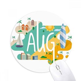 Dıythinker Ağustos Aylık Sezon İllüstrasyon Baskılı Yuvarlak Kaymaz Kauçuk Mouse Pad