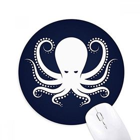 Dıythinker Ahtapot Deniz Yaşamı Siyah Beyaz Desen Baskılı Yuvarlak Kaymaz Kauçuk Mouse Pad