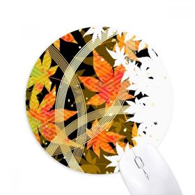 Dıythinker Akçaağaç Yaprağı Geometri Çiçek Desenli Baskılı Yuvarlak Kaymaz Kauçuk Mouse Pad