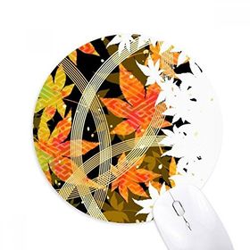 Dıythinker Akçaağaç Yaprağı Geometri Çiçek Desenli Baskılı Yuvarlak Kaymaz Kauçuk Mouse Pad