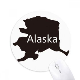 Dıythinker Alaska ABD Haritası Yıldızlar Çizgili Bayrak Baskılı Yuvarlak Kaymaz Kauçuk Mouse Pad