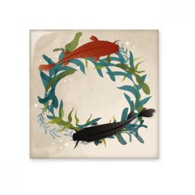 Dıythinker Alıntı Kelime Balık Resmi Deniz Ot 10x10 cm Seramik Karo