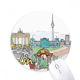 Dıythinker Almanya Berlin Kent Simgesi Mimarisi Baskılı Yuvarlak Kaymaz Kauçuk Mouse Pad