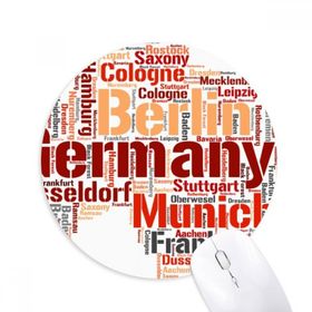 Dıythinker Almanya Şehir Adı Haritası Stil Desen Baskılı Yuvarlak Kaymaz Kauçuk Mouse Pad