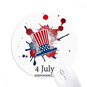 Dıythinker America 4 Temmuz Bağımsız Gün Şapkası Baskılı Yuvarlak Kaymaz Kauçuk Mouse Pad