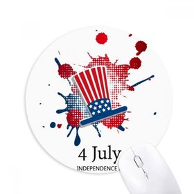 Dıythinker America 4 Temmuz Bağımsız Gün Şapkası Baskılı Yuvarlak Kaymaz Kauçuk Mouse Pad