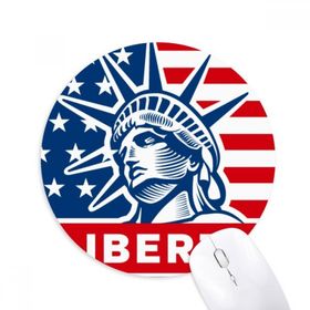 Dıythinker Amerika Bayrağı Özgürlük Heykeli Desenli Baskılı Yuvarlak Kaymaz Kauçuk Mouse Pad