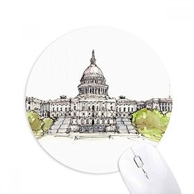 Dıythinker Amerika Birleşik Devletleri Capitol Baskılı Yuvarlak Kaymaz Kauçuk Mouse Pad