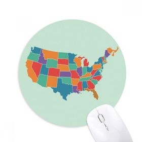 Dıythinker Amerika Haritası Devletleri Desenli Baskılı Yuvarlak Kaymaz Kauçuk Mouse Pad