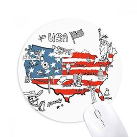 Dıythinker Amerika Haritası Özgürlük Kelime İllüstrasyonu Baskılı Yuvarlak Kaymaz Kauçuk Mouse Pad