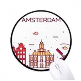 Dıythinker Amsterdam Düz Dönüm Noktası Yuvarlak Kaymaz Mouse Pad