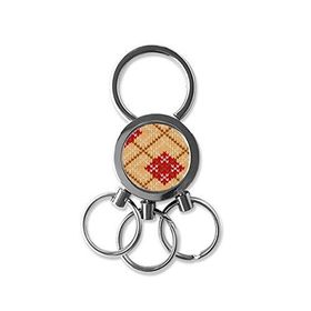 Dıythinker Ana Bej Kırmızı Bronz Beyaz Dört Renk Çapraz Dört Yönlü Örgü Nordik İllüstrasyon Desen Metal Anahtarlık