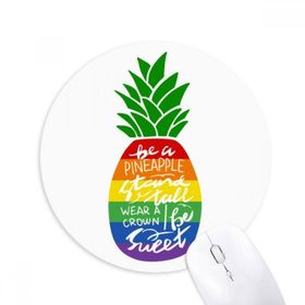 Dıythinker Ananas Gökkuşağı LGBT Bayrak Baskılı Yuvarlak Kaymaz Kauçuk Mouse Pad