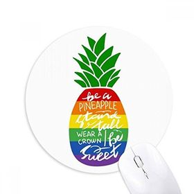 Dıythinker Ananas Gökkuşağı LGBT Bayrak Baskılı Yuvarlak Kaymaz Kauçuk Mouse Pad