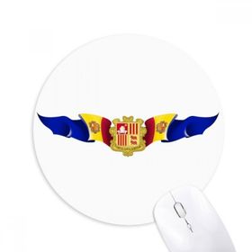 Dıythinker Andorra Bayrağı Ulusal Amblem Baskılı Yuvarlak Kaymaz Kauçuk Mouse Pad