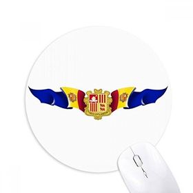 Dıythinker Andorra Bayrağı Ulusal Amblem Baskılı Yuvarlak Kaymaz Kauçuk Mouse Pad