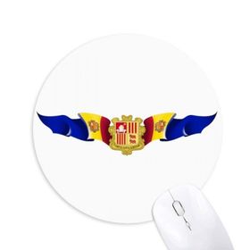 Dıythinker Andorra Bayrağı Ulusal Amblem Baskılı Yuvarlak Kaymaz Kauçuk Mouse Pad