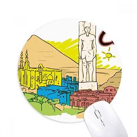 Dıythinker Antik Mısır Dekoratif Şehir Desenli Baskılı Yuvarlak Kaymaz Kauçuk Mouse Pad