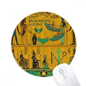 Dıythinker Antik Mısır Firavun Sanat Deseni Baskılı Yuvarlak Kaymaz Kauçuk Mouse Pad