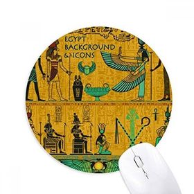 Dıythinker Antik Mısır Firavun Sanat Deseni Baskılı Yuvarlak Kaymaz Kauçuk Mouse Pad